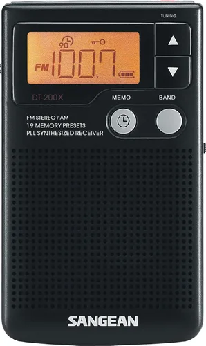 Sangean DT-200X FM Stereo/AM Digital Tuning Pocket Radio Negro