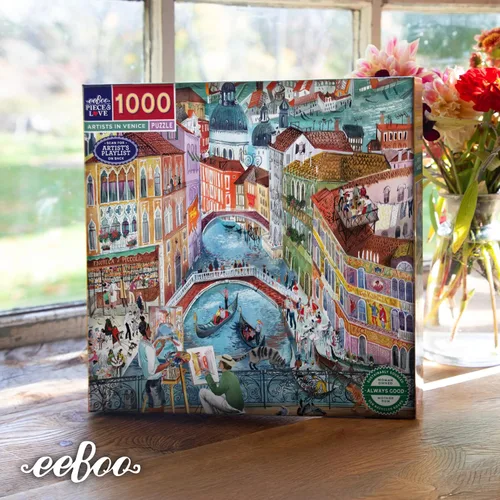 Miniatura 13 de eeBoo Rompecabezas de 1000 piezas, rompecabezas de artistas en Venecia para adultos, cuadrado de 23 x 23 pulgadas, fabricado con tablero reciclado