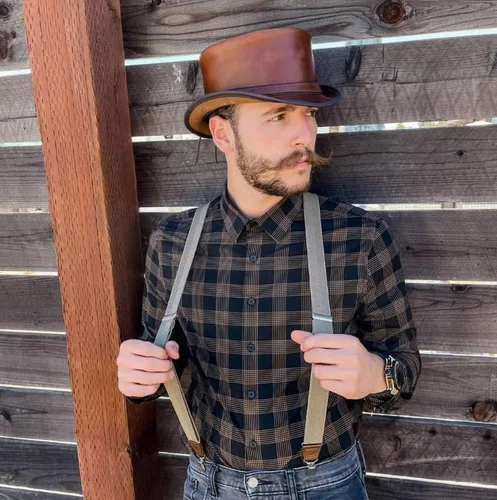 Miniatura 7 de American Hat Makers Hampton - Sombrero de cuero para hombre y mujer, sombrero de ala ancha moldeable