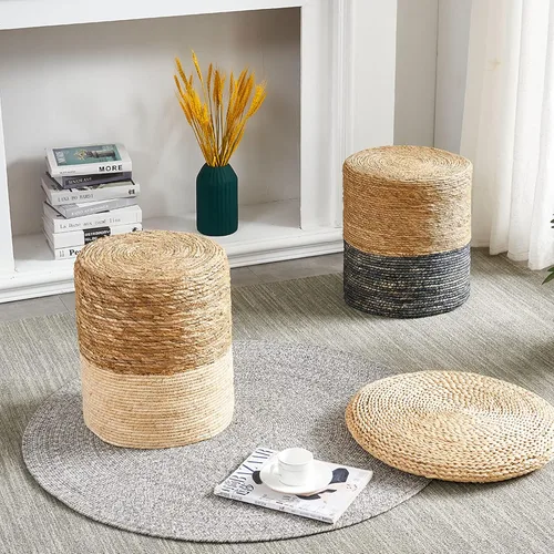 Miniatura 8 de Puf otomano, 100% tejido a mano, tejido a mano, silla de suelo bohemia para sofá o escritorio, otomanas al aire libre para jardín, reposapiés
