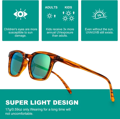 Miniatura 7 de Lentes de sol para niños, lentes de sol polarizados retro de los años 80 para niños y niñas, A Strip Demi, talla única