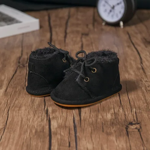 Miniatura 4 de Zoolar Botas de nieve unisex cálidas para bebé, piel recién nacida, con cordones en el tobillo, suela de textura de goma antideslizante, zapatos