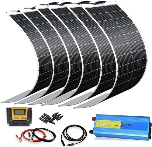 Miniatura 10 de XINPUGUANG Kit de sistema flexible de panel solar de 200 W 12 V, módulo de fibra de vidrio monocristalino de 2 x 100 W, cable de extensión