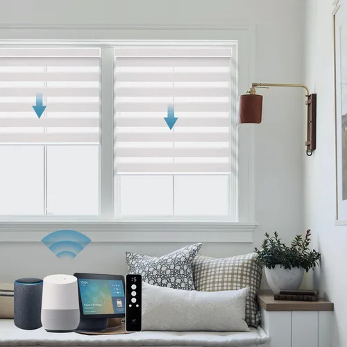 Miniatura 16 de SmartWings - Persianas motorizadas de cebra con control remoto, persianas de filtrado de luz inteligentes y semitransparentes para ventanas