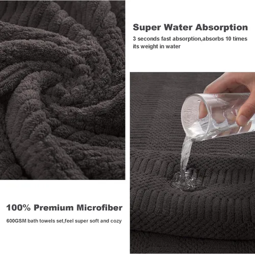 Miniatura 2 de Ferdilan Juego de 4 toallas de baño de gran tamaño de 35 x 70 pulgadas, toallas de baño extra grandes y suaves de 600 GSM, toallas de secado rápido