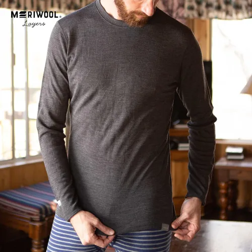 Miniatura 6 de MERIWOOL - Camisa térmica de manga larga para hombre, 100% lana merino