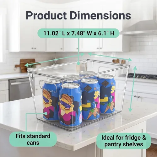 Miniatura 4 de YAN & HIN Paquete de 8 contenedores de almacenamiento transparentes con tapas, organizadores de plástico apilables con asas, organizadores