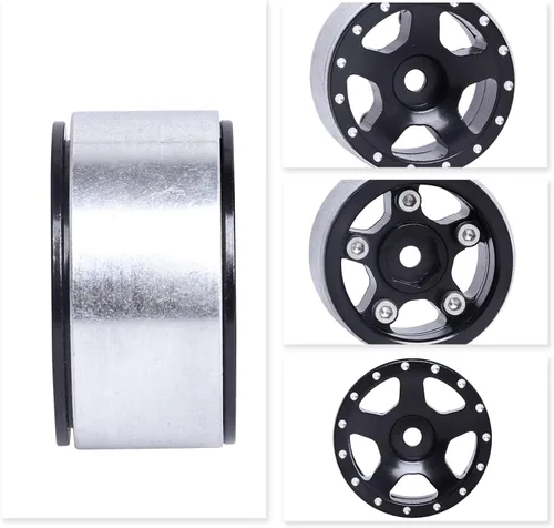 Miniatura 7 de Ruedas Micro 1.0 Beadlock con tuercas de seguridad para actualizaciones mecanizadas CNC de aluminio SCX24 1/24 (paquete de 4) (tipo 1)