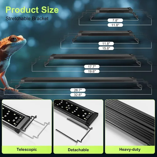 Miniatura 7 de Luz LED UVB de 8 W para reptiles, luz de terrario, luz extensible para tanque de reptiles con controlador y atenuación y 5 modos UVI de espectro