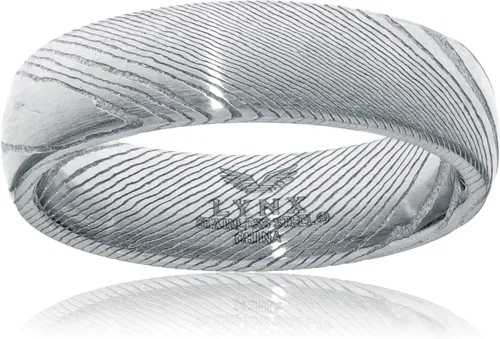 Metro Jewelry Anillo de acero de Damasco para hombre, 0.236 in de ancho, tamaño 9 a 11