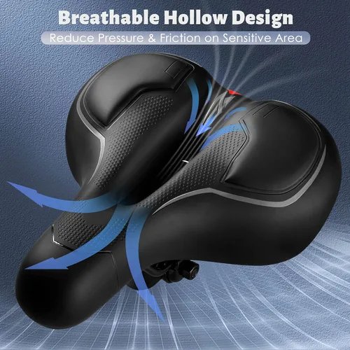 Miniatura 5 de IPOW Asiento de bicicleta cómodo para mujeres u hombres, repuesto de silla de bicicleta acolchado suave de espuma viscoelástica de alta densidad