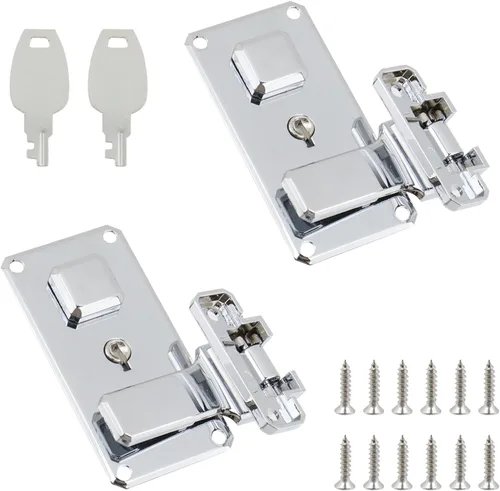 Miniatura 8 de T Tulead 2 piezas de cerrojo de bloqueo, cerradura de combinación de candado para equipaje con llave, hebilla de bloqueo para equipaje, gabinete