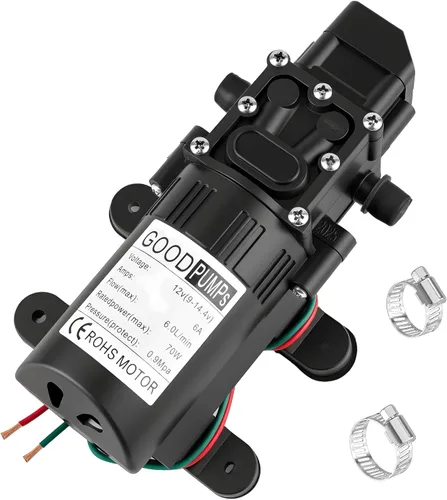 Bomba de diafragma de presión de agua de 12 V CC, bomba pulverizadora autocebante de 6 L/min 0.9 MPA 80 PSI, bomba de transferencia de agua adecuada