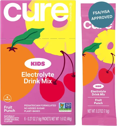 Cure Hydration - Mezcla de bebida de electrolitos para niños | Fórmula rehidratante pediátrica a base de plantas | Sin azúcar añadida, FSA-HSA, sin