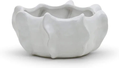 Miniatura 2 de WGVI WGV - Jarrón de cerámica, 7.5 x 3.5 pulgadas de alto, 10.25 x 4.75 pulgadas de alto, maceta de corral, maceta de mantel grande blanca