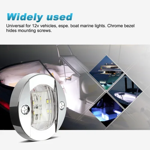 Miniatura 7 de Partsam 4 unids 3 pulgadas redondo blanco LED marino barco luces popa ancla cubierta luz de cortesía para pontón pesca barco kayak velero IP67