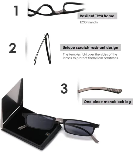 Miniatura 3 de SKYOAK Gafas de Sol de Lectura Plegables Irrompibles Evolucionadas para Mujeres y Hombres con Bloqueo de Luz Azul Anti UV Anti Fatiga Ocular