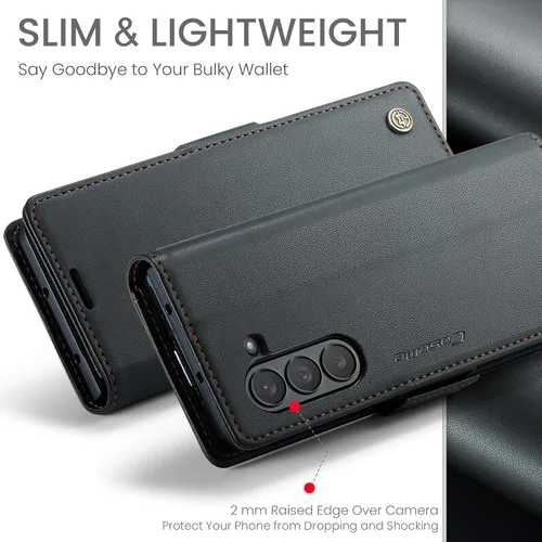 Miniatura 3 de Funda para Samsung Galaxy Z Fold 5 (2023), funda de piel sintética tipo cartera con tarjetero con bloqueo RFID, función atril, a prueba de golpes