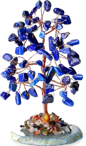 Miniatura 11 de QINJIEJIE Árbol de la vida de obsidiana negra curativa, piedra natural, piedra preciosa para habitación, oficina, escritorio, base de ágata, alambre