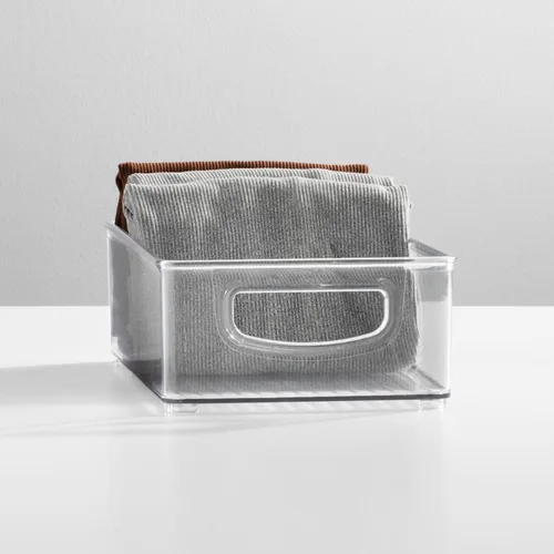 Miniatura 2 de mDesign Contenedor pequeño organizador de almacenamiento de plástico, organizador de armario para pasillo, dormitorio, ropa de cama, abrigo
