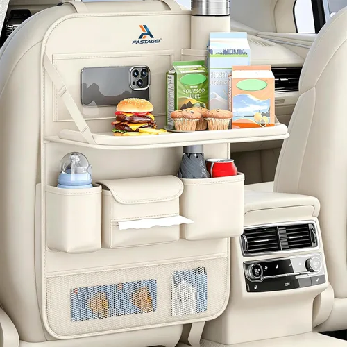 Organizador universal plegable para asiento trasero de automóvil con bandeja de mesa, protector de respaldo de asiento de automóvil con soporte para