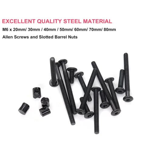 Miniatura 2 de cSeao 100 tornillos para cuna M6 para cama de bebé, tornillos hexagonales negros para construir muebles de cuna, sillas de cuna