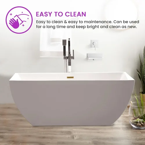 Miniatura 4 de Vanity Art Bañera independiente acrílica de 67 x 32 pulgadas Bañeras de mejoras para el hogar con diseño contemporáneo para remojo y baño