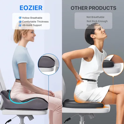 Miniatura 2 de Cojín de asiento para aliviar la presión del coxis de cadera, cojines ergonómicos extra grandes de espuma viscoelástica de 6 pulgadas de grosor