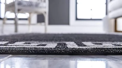 Miniatura 4 de Unique Loom Athens Collection - Alfombra clásica geométrica con diseño de borde moderno, 2 x 3 pies, color carbón/beige