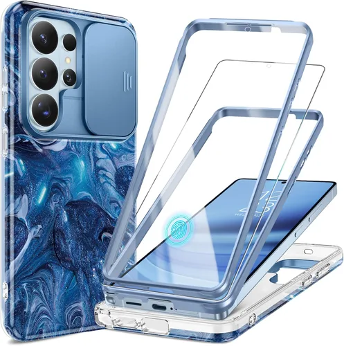 Miniatura 38 de GVIEWIN para Samsung Galaxy S23 Ultra Funda con cubierta deslizante para cámara, [Protector de pantalla incorporado] [2 Marcos frontales] Funda