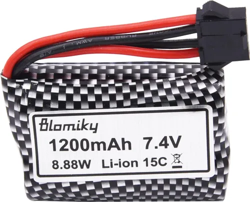 Miniatura 9 de Blomiky - Paquete de 2 baterías recargables de iones de litio de 7.4 V 1200 mAh con enchufe SM-5P y cable USB para alguna versión TX123 RC Boat
