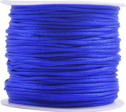 Miniatura 13 de KONMAY 80 Yardas 1.0mm Cordón Rattail de Nylon Satén Seda Trim Hilo para Cuentas para Nudos Chinos, Kumihimo, Trabajo con Cuentas, Macramé, 2-Azul