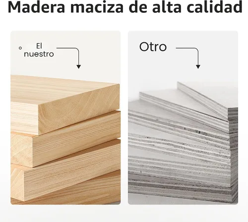 Miniatura 4 de Lifezone Marco de cama de plataforma de madera tamaño Queen, madera maciza de alta calidad, estructura resistente, patas de 3.78 pulgadas de grosor