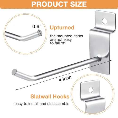 Miniatura 2 de Moxweyeni - 100 piezas de ganchos de pared para paneles de listones resistentes, ganchos de pared de listones de metal para colgar, ganchos de pared
