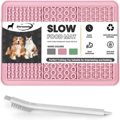 Alfombrillas para lamer perros y gatos, alimentador lento y diseño antideslizante, tapete para lamer con ventosas para aliviar la ansiedad del