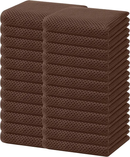 Miniatura 323 de Homaxy Paños de cocina de 100% algodón con tejido de gofre, ultra suaves, absorbentes, de secado rápido, 12 x 12 pulgadas, paquete de 6, amarillo