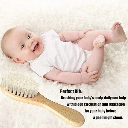 Miniatura 6 de Cepillo de Cabello para Bebé, Cepillo de Madera con Cerdas de Cabra para Recién Nacidos y Niños Pequeños, Ideal para Costra Láctea, Regalo Perfecto