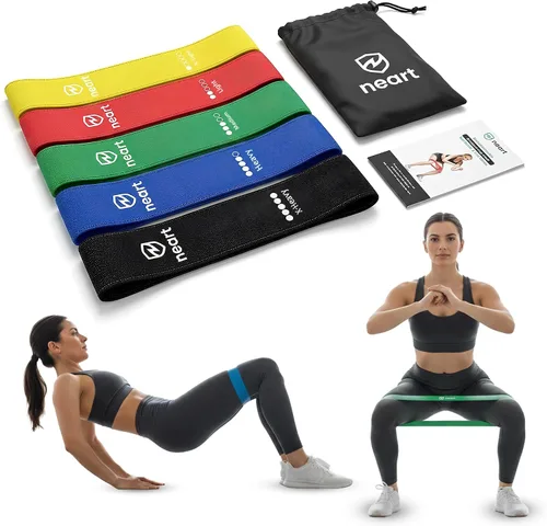 Neart Juego de 5 bandas de resistencia de tela para piernas y glúteos, bandas de entrenamiento antideslizantes para el hogar, equipo de fitness,