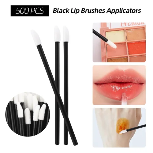 Miniatura 5 de Kit de suministros de extensión de pestañas de 1500 piezas, 500 varitas de rímel, 500 cepillos de labios, 500 micro hisopos negros, cepillos