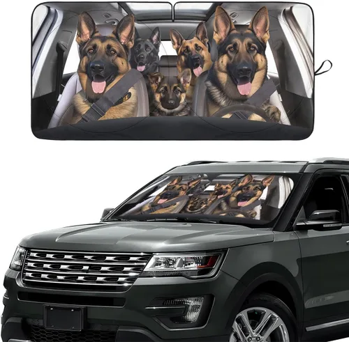 Miniatura 56 de GENANY - Cubierta de parabrisas de flamenco para automóvil, SUV, camión (55 x 30 pulgadas), protector térmico plegable, persianas para ventanas