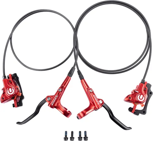 Miniatura 9 de Cyclon Juego de Frenos de Disco Hidráulicos MTB, Frenos Hidráulicos de Aleación de Aluminio Negro/Rojo para Bicicleta de Montaña, Freno Hidráulico