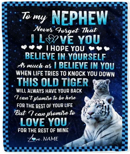 Miniatura 11 de Manta personalizada con texto en inglés «To My Nephew from Aunt Uncle Auntie I Love You Hugs» (texto en inglés) con texto en inglés «To My Nephew»