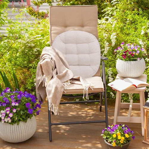 Miniatura 3 de Tiita Paquete de 2 cojines de asiento redondos beige de 22 x 22 pulgadas, cojines para silla colgante de interior/exterior, columpio, ventana, beige