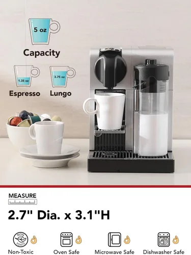 Miniatura 5 de LE TAUCI Tazas de Espresso de 5 onzas, Tazas de Café Pequeñas Apilables de Cerámica, Diseñadas para Dobles Shots de Espresso, Lungo y Té, Perfectas