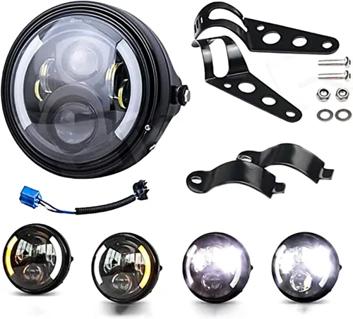Miniatura 10 de LEDUR Faro delantero LED de motocicleta de 7 pulgadas aprobado por DOT redondo alto/bajo con carcasa soportes de montaje de cubo para Road King