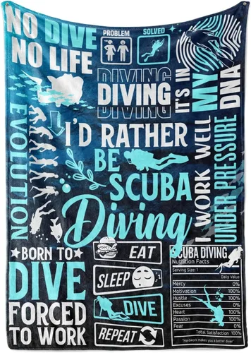 Huglanket Regalos de buceo para hombres, mujeres, buceadores, manta para amigos, entrenadores o estudiantes para Navidad, 50 x 65 pulgadas