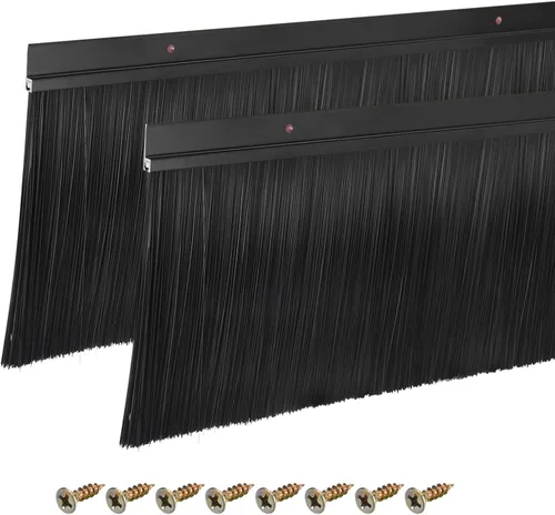 Miniatura 21 de uxcell 2 piezas cepillo de puerta barrido inferior forma H base de aleación de aluminio con cepillo de nailon de 0.4 pulgadas para hogar, industrial