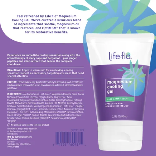 Miniatura 2 de Life-flo Gel refrescante de magnesio, loción refrescante de magnesio para mujeres enfría instantáneamente los sofocos, calma y restaura con cloruro