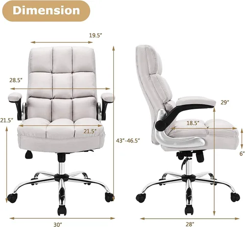 Miniatura 3 de Topment Silla giratoria de oficina en casa, silla de escritorio acolchada ajustable para computadora con respaldo ergonómico, reposabrazos abatible