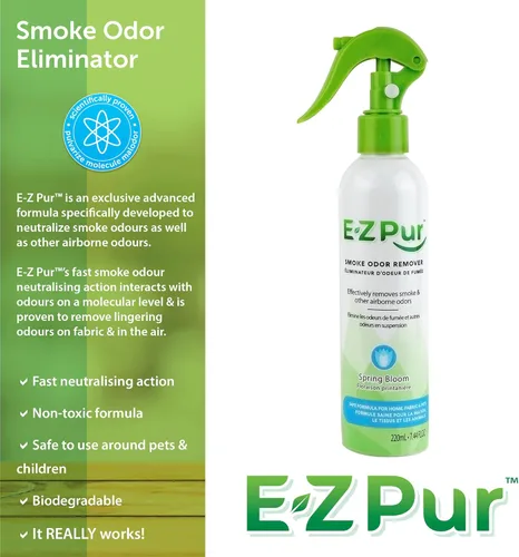 Miniatura 2 de E-Z Pur - Removedor de olores de humo, elimina perfectamente el olor fuerte, deja atrás aromas frescos y limpios, seguro para personas y mascotas